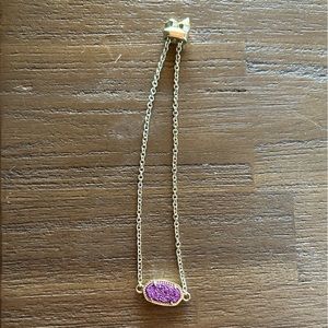 Kendra Scott ‘Elaina’ gold adjustable bracelet with purple “drusy” stone